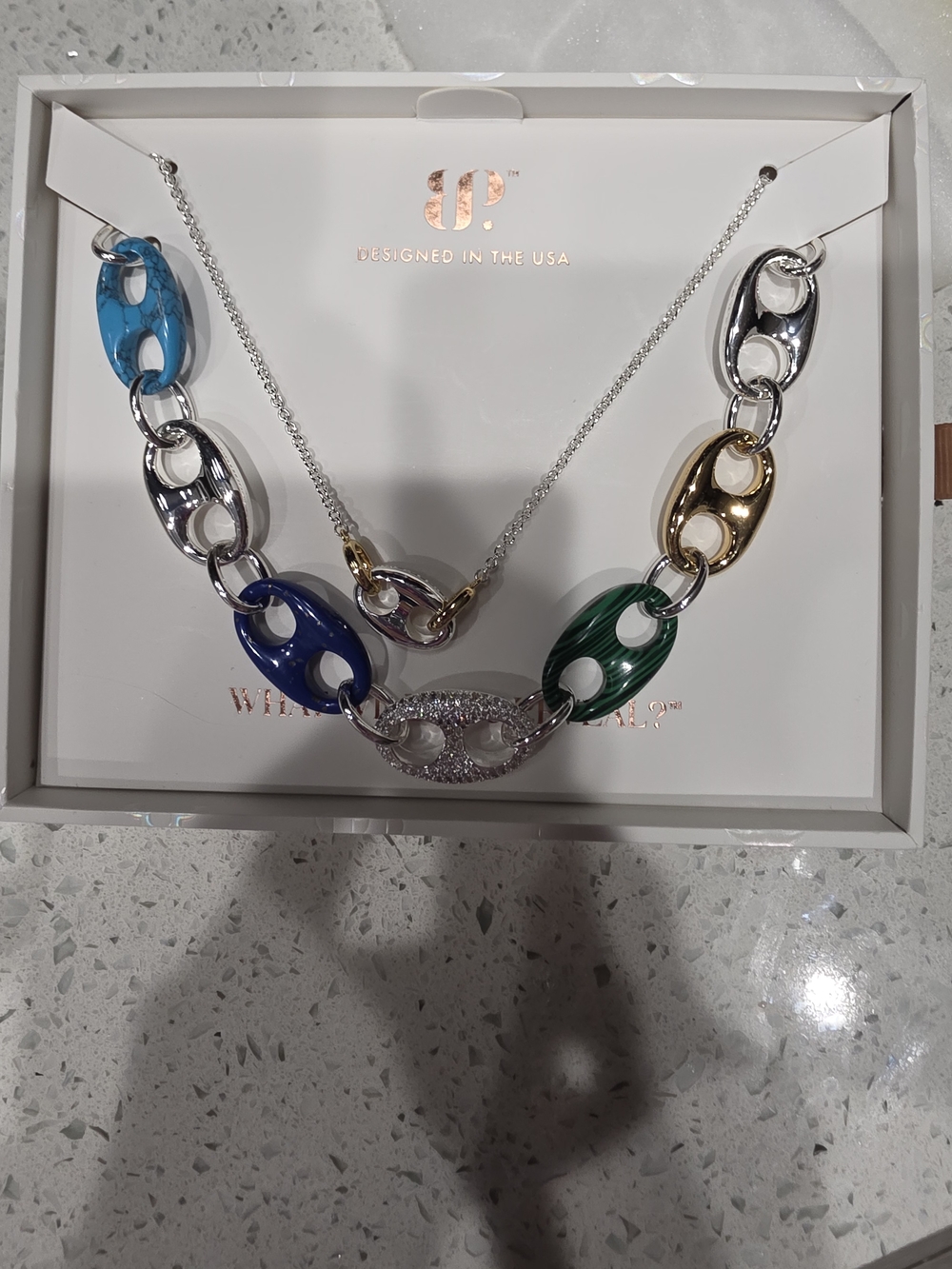 bp Multicolor Link Necklace with Gold & Silver Accents